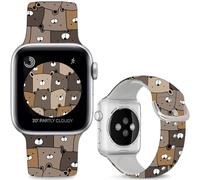 Leotop Pattern Printed Soft Silicone Bands Compatible with Apple Watch 49mm 46mm 45mm 44mm 42mm 41mm 40mm 38mm. (Brown Gray Bear, 49mm/46mm/45mm/44mm/42mm(Series 3 2 1))