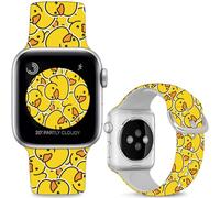 Leotop Pattern Printed Soft Silicone Bands Compatible with Apple Watch 49mm 46mm 45mm 44mm 42mm 41mm 40mm 38mm. (Yellow Rubber Ducks, 38mm/40mm/41mm/42mm(Series 10))