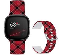 Leotop Pattern Printed Soft Silicone Replacement Bands Compatible with Fitbit Versa 4/ Fitbit Versa 3/ Fitbit Sense 2/Fitbit Sense for Women Men Teens. (Red and Black Checkered)