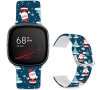 Leotop Pattern Printed Soft Silicone Replacement Bands Compatible with Fitbit Versa 4/ Fitbit Versa 3/ Fitbit Sense 2/Fitbit Sense for Women Men Teens. (Santa Claus)