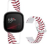 Leotop Pattern Printed Soft Silicone Replacement Bands Compatible with Fitbit Versa 4/ Fitbit Versa 3/ Fitbit Sense 2/Fitbit Sense for Women Men Teens. (Baseball)