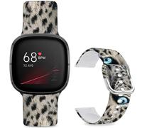 Leotop Pattern Printed Soft Silicone Replacement Bands Compatible with Fitbit Versa 4/ Fitbit Versa 3/ Fitbit Sense 2/Fitbit Sense for Women Men Teens. (Snow Leopard)