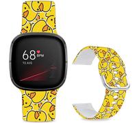 Leotop Pattern Printed Soft Silicone Replacement Bands Compatible with Fitbit Versa 4/ Fitbit Versa 3/ Fitbit Sense 2/Fitbit Sense for Women Men Teens. (Yellow Rubber Ducks)