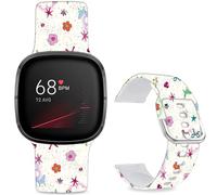 Leotop Pattern Printed Soft Silicone Replacement Bands Compatible with Fitbit Versa 4/ Fitbit Versa 3/ Fitbit Sense 2/Fitbit Sense for Women Men Teens. (Lucky Grass and Butterfly)