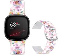 Leotop Pattern Printed Soft Silicone Replacement Bands Compatible with Fitbit Versa 4/ Fitbit Versa 3/ Fitbit Sense 2/Fitbit Sense for Women Men Teens. (Easter Pink Eggs)