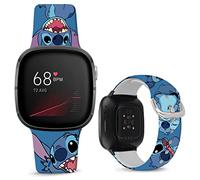Leotop Pattern Printed Soft Silicone Replacement Bands Compatible with Fitbit Versa 4/ Fitbit Versa 3/ Fitbit Sense 2/Fitbit Sense for Women Men Teens. (Blue Di Zai)