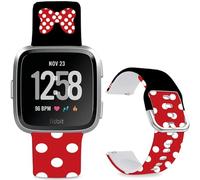 Leotop Pattern Printed Soft Silicone Replacement Bands Compatible with Fitbit Versa/Fitbit Versa 2 for Women Men Teens. (Red Bow Tie)