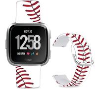 Leotop Pattern Printed Soft Silicone Replacement Bands Compatible with Fitbit Versa/Fitbit Versa 2 for Women Men Teens. (Baseball)