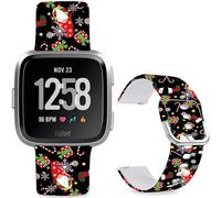 Leotop Pattern Printed Soft Silicone Replacement Bands Compatible with Fitbit Versa/Fitbit Versa 2 for Women Men Teens. (Santa's Hat)