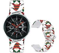 Leotop Soft Silicone Bands 20mm Sport Straps Compatible with Samsung Galaxy Watch 6 Classic 43mm 47mm. (Pink Flower, 20mm) (White Santa Claus)