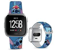Leotop Stitch Bands Compatible with Fitbit Versa 2/Versa/Versa Lite/Versa SE Special Edition Smart Watch Soft Silicone Cartoon Sports Band Lovely Style Replacement Strap for Men Women (Blue-Stitch)