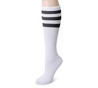Leotruny Knee High Over the Calf Retro Striped Tube Socks for Men Women, X01-White/Black, One Size
