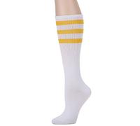 Leotruny Over the Calf Tube Socks, White/Yellow, One size