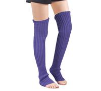 Leotruny Women's Winter Over Knee High Footless Socks Knit Leg Warmers - purple - One Size