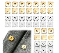 LEOUEANR 10 Pairs of Magnetic Buttons, Plum Blossom Design Large Press Studs & Magnetic Closure Pockets Press Studs Snap Fasteners for Sewing DIY Handbags Crafts (Silver & Gold)