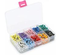 LEOUEANR 1000Pcs Colourful Round Head Pins, Plastic Map & Drawing Thumbtacks with Steel Points for Maps, Cork Boards, Fixed Photos (10 Assorted Colors)