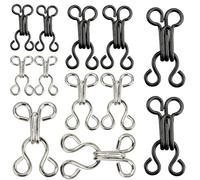 LEOUEANR 12 Pairs Sewing Hooks Eye Fastener, 3 Sizes Metal Bra Hook Eye Fasteners in Black and Silver for DIY Craft Clothing and Garment Repair