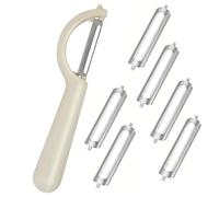LEOUEANR 1Pcs P-Peeler, with 6 Stainless Steel Replacement Blades Potato Vegetable Fruit Peeler for Multipurpose Kitchen Use(Off-White)