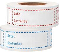 LEOUEANR 2 Rolls Freezer Labels for Labelling, Easy Peel Off Removable Waterproof Labelling Stickers Glassine Prep Stickers for Freezer Storage Organisation (Red Blue)