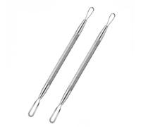 LEOUEANR 2Pcs Blackhead Remover Loop,Double-Sided Stainless Steel Pimple Extractor Tool for Professional Skincare Spot Treatment & Pimple Popping Kit Use (Silver)