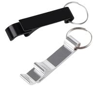 LEOUEANR 2Pcs Bottle Opener Keyring, Aluminium Alloy Portable Multifunctional Opener Keychain for Parties Travel and Daily Carry (Black Silver)