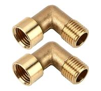 LEOUEANR 2Pcs Brass 90 Degree Angle Elbow, 1/4 Inch Female to Male Thread, DN8 Pipe Fitting for Water Tank & Garden Hose