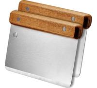 LEOUEANR 2Pcs Dough Scraper with Wooden Handle, Dough Card for Bread, Pizza, Pastry and Vegetables - Multipurpose Dough Knife for Effortless Portioning, Cutting, Scraping
