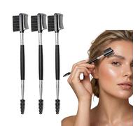 LEOUEANR 3Pcs Double-Sided Eyebrow Brush, Eyelash Brush Set Dual-Sided Comb & Spoolie for Makeup Brow Shaping and Lash Separating (Black)