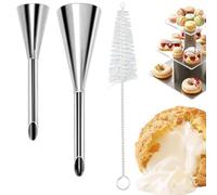 LEOUEANR 3Pcs Icing Filling Nozzles, Stainless Steel Doughnut Piping Tips & Jam Injector Syringes for Baking Pastry & Dessert Preparation
