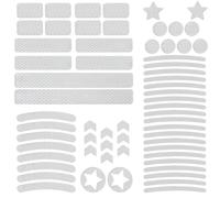 LEOUEANR 62Pcs Reflective Stickers, Multi-Shape Self-Adhesive PVC Safety Decals for Motor Vehicle and Bicycle Reflectors