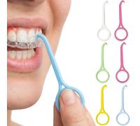 LEOUEANR 6Pcs Aligner Removal Tool, Chewies Aligner Invisible Tooth Removal Hooks for Braces Complete Dental Care Kits (6 Colours)