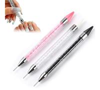 LEOUEANR Pack of 3 Rhinestone Picker Pens, Double-Sided Acrylic Handle with Replacement Tips, Ideal for Nail Art Design, Diamond Painting, DIY Craft Projects