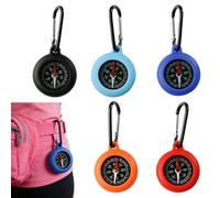 LEOUEANR Pack of 5 Outdoor Kinder Compass with Keyring Silicone Clip Portable Compass with Keychain Bushcraft with Carabiner Hook for Outdoor Hiking Camping Mountaineering