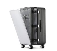 LEOVEN All Aluminium Luggage 2/8 Scale, LS-0746 Hardside Suitcase with Thickened Lining, Innovative Front-Opening Design, TSA Customs Combination Lock, 360° Double Spinner Silent Wheels