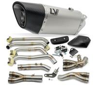 LeoVince exhaust LV-14 R RACING Titanium compatible with Honda CB 650 R | Rear muffler, carbon end cap and heat shield, matte silver, right, OEM 15611TU compatible with Honda CBR 650 R 2019-2026