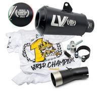 LeoVince silencer LV-10 CHAMPION compatible with Kawasaki Ninja 400 | FULL BLACK WORLD CHAMPION RACING, stainless steel, SLIP-ON, black, non-approved, OEM 15218FBU for Z 400 2019-2023