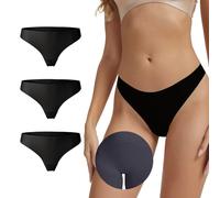 Leovqn 3 Pack Seamless Thongs for Women,No Show Crotch Outline,Invisible Panties Lines,Workout G-Strings Underwear