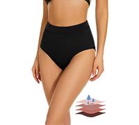Leovqn Period Swimwear Bikini Menstrual Leakproof Swim Bottoms UPF 50+ Waterproof Brief Light Flow for Women Girls Teens Midnight Black