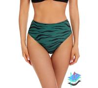 Leovqn Period Swimwear Leakproof Menstrual Bikini Waterproof Bottom UPF 50+ Swim Brief Light Flow - Teens Girls Women_Green Camo_M