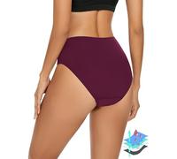 Leovqn Period Swimwear Leakproof Menstrual Bikini Waterproof Bottom UPF 50+ Swim Brief Light Flow - Teens Girls Women_Purple_XS