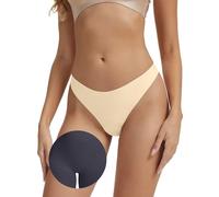 Leovqn Seamless Pads Thongs for Women,No Show Crotch Outline,Invisible Panties Lines,Workout G-Strings Underwear