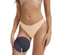 Leovqn Seamless Pads Thongs for Women,No Show Crotch Outline,Invisible Panties Lines,Workout G-Strings Underwear Skin