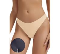 Leovqn Seamless Thongs for Women No Show Thong Panty Liners Invisible Panties Cotton Breathable G-Strings Underwear Skin