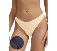Leovqn Seamless Thongs for Women No Show Thong Panty Liners Invisible Panties Cotton Breathable G-Strings Underwear