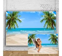 Leowefowa 10x6.5ft Sea Beach Backdrop Tropical Palm Tree Summer Vacation Blue Sky Beach Photography Backdrops for Photo Shoots Party Adult Personal Portrait Photo Background Studio Props