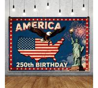 Leowefowa 10x8ft America 250th Birthday Backdrop USA Map National Bird Independence Day Photography Background for 4th of July Patriotic Themed Party Banner Decor Photo Studio Prop