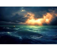 Leowefowa 10x8ft Ocean Waves Stormy Lighting Backdrop for Photography Sea Dark Clouds Sky Illuminated Thunder VBS 2026 Decorations Banner for Summer Nautical Birthday Party Decor Background