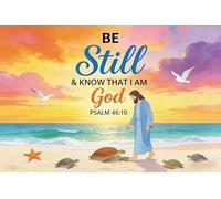 Leowefowa 10x8ft Summer Christian Beach Backdrop Jesus Religious Coastal Be Still Know That I am God Bible Summer Easter Backdrops for Phgotography Background Luau Aloha Party Decor Props