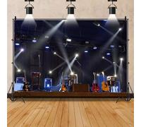 Leowefowa 10x8ft Vinyl Band Stage Backdrop Spotlight Nightclub Photography Background Band Stage Live Show Carnival Party Decor Theater Stage Rock Concerts Music Club Birthday Party Studio Props