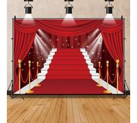 Leowefowa 10x8ft Vinyl Red Curtain Backdrop Red Carpet Photography Background Movie Night Stage Backdrop Anniversary Celebrity Event Party Premiere Banner Photo Studio Booth Props